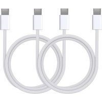 Phonillico® Set van 2 USB-C USB-C kabels voor iPhone 16 / 16 PLUS / 16 PRO / 16 PRO MAX / 15 / 15 PLUS / 15 PRO / 15 PRO MAX - Nylon gevlochten kabel 1 meter