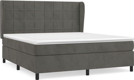 vidaXL Boxspring met matras fluweel donkergrijs 180x200 cm