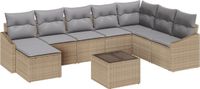 vidaXL Tuinbank Set 8-delig Beige en Lichtgrijs Polyrattan
