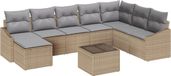 vidaXL Ensemble de banc de jardin 8 pièces beige et gris clair polyrotin