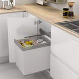 Icecat Poubelle extractible, 2 pièces de 21 litres, pour armoires de cuisine, gris (PP)