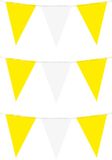 Partyxplotion Guirlande de fête - 3x - jaune/blanc - 10 m - 15 fanions - intérieur/extérieur - plastique