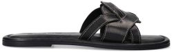 Sacha - Dames - Zwarte leren slippers - Maat 39