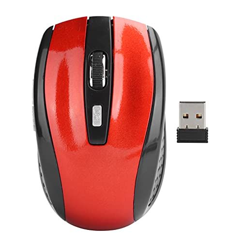 ciciglow Draadloze Muis, Stille Muis 2.4G Draagbare Mobiele Optische Muis met USB-ontvanger Instelbare DPI voor Gamingaccessoires voor Notebooks(rood)