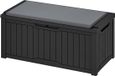 Merkloos Outdoor opbergdoos met kussen 120 gallon - Waterdichte dekbox voor tuingereedschap, terraskussens en zwembadaccessoires - Afsluitbaar - Eenvoudige montage - Veelzijdige bank of tafel (zwart)
