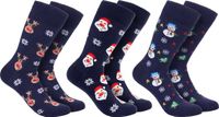 Brubaker 3 Paar Kerstsokken - Grappige Sokken Met Kerstmotieven - Katoen - Heren En Dames Cadeau Voor Kerstmis - Unisex Katoenen Sokken - maat 35-40
