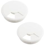 cyclingcolors 2 x kabeldoorvoer voor bureau, tafel, draad, diameter 80 mm, inbouwkabel, kabel, computerstopcontact, display, accessoires voor meubels (wit)