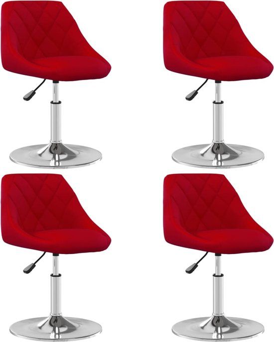 vidaXL Eetkamerstoelen draaibaar 4 stuks fluweel wijnrood