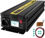 Happiq Onduleur 2500W - Onduleur à onde sinusoïdale pure - CC 12V vers CA 230V - Télécommande et LCD - Puissance de crête 5000W - Noir