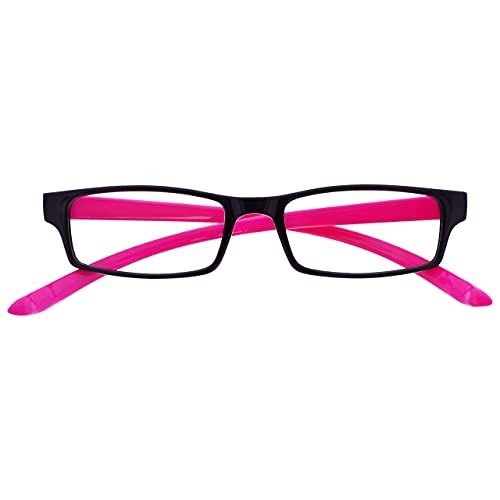 De leesbril bedrijf zwart neon roze neklezer dames R20-4 +2,00
