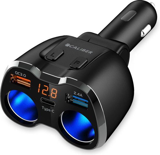 Caliber PS23 - 120W USB-C / 2x USB-A Autolader - 12/24V - Snellader - Zwart