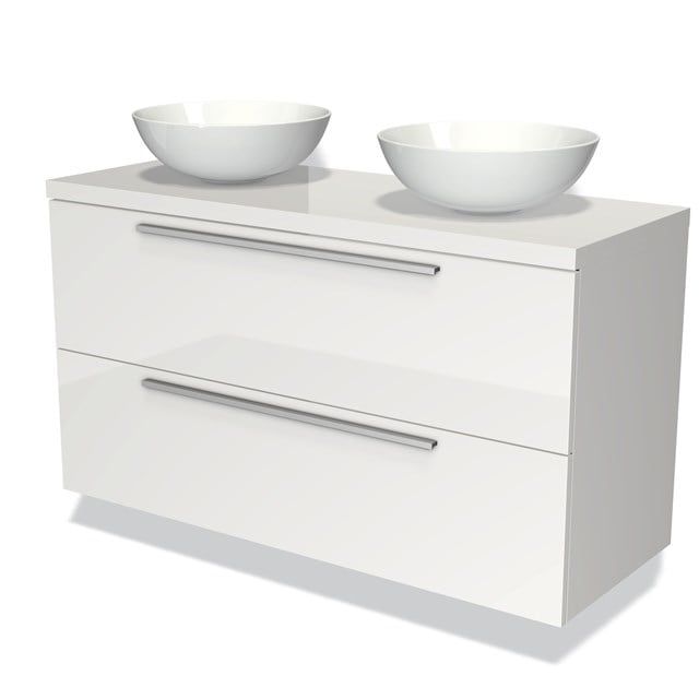 Maxaro Badkamermeubel Modulo Plato 120cm Hoogglans Wit 2 Lades