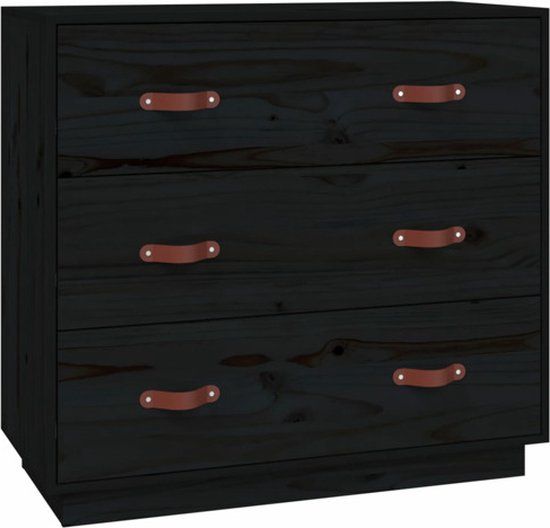 vidaXL Dressoir 80x40x75 cm massief grenenhout zwart