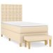 VidaXL Boxspring met matras, stof, crèmekleurig, 80x200 cm