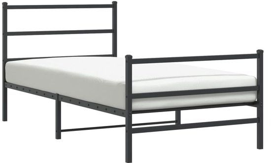 vidaXL Bedframe met hoofd- en voeteneinde metaal zwart 100x200 cm