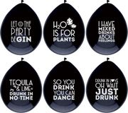 Merkloos / Sans marque Haza-Witbaard 12x Ballonnen met drank quotes feestversiering- Party decoratie