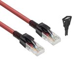 ACT FB5505 afsluitbare CAT6A ethernetkabel, met sleutel, RJ45 ethernetnetnetkabel (U/UTP), LSZH knikbescherming, rood, 5 m