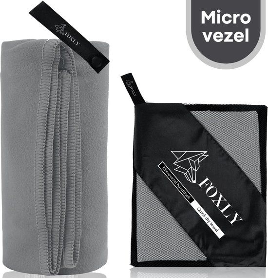 FOXLY Microvezel Handdoek 100x200cm - Donkergrijs - Sneldrogend