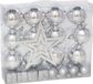 Gerimport Kerstballen, ornamenten en piek - 29-dlg - zilver - kunststof