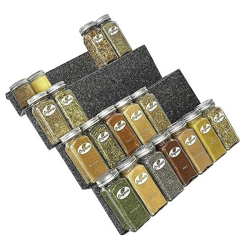 LYNK PROFESSIONAL® Kruidenrek lade organizer - zwaar staal 4 niveaus - zilver metallic - groot - 13-1/4 inch