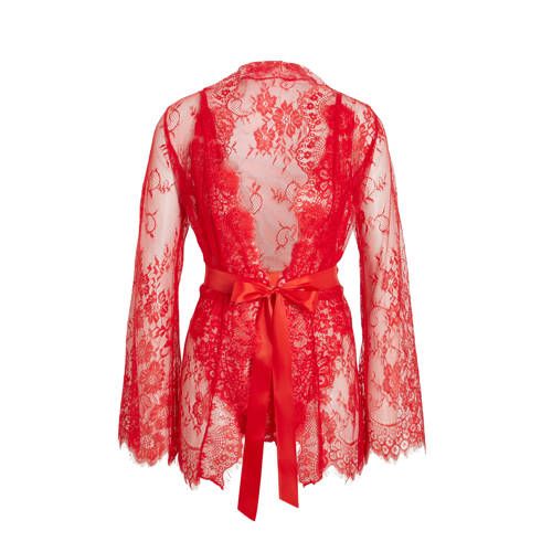 Leg Avenue kanten kimono met stringbody rood - Rood