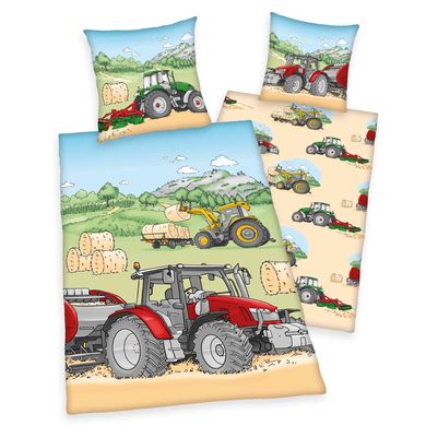 HERDING Flanellen beddengoed Tractor 135 x 200 cm