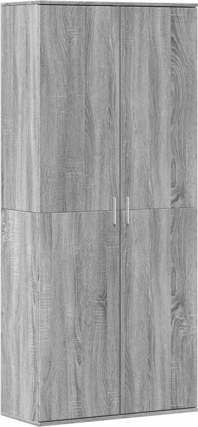 vidaXL Hoge kast 80x35x180 cm bewerkt hout grijs sonoma eikenkleurig