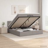 vidaXL - Lit plateforme avec matelas et tête de lit - Taupe - 200 x 200 cm - Tissu