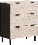 vidaXL Dressoir Massief Mangohout Wit Gewassen Afwerking 60 x 33 x 75 cm