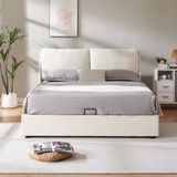 en.casa Tweepersoonsbed Lunner met bedbodem 204x166x96 cm beige