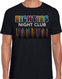 Bellatio Decorations Verkleed T-shirt voor heren - 80s night club - zwart - jaren 80 - carnaval L