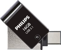 Philips 2-in-1 USB-C OTG USB3.1 16 GB, Windows/macOS/Android, zwart