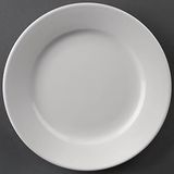 Olympia Athena Hotelware Witte Borden met Brede Rand, 12 Stuks, Diameter 165 mm / 6 1/2 inch, Professionele Kwaliteit