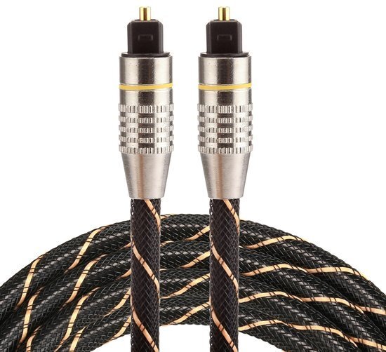 By Qubix Toslink kabel - 1.5 meter - zwart - optical cable audio - audio male to male - Nylon edition - Optische kabel van hoge kwaliteit