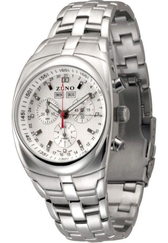 Zeno Watch Basel Herenhorloge 294Q-g3M - Zilverkleurig - Wit - Stalen Band - 39 mm