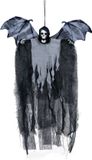 Fiestas Guirca Fiestas Horror decoratie skelet/geraamte pop met vleugels - hangend - 60 cm - Halloween hangdecoratie
