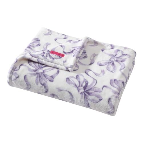 Betsey Johnson Twin deken, lichtgewicht en warm pluche beddengoed, alle seizoenen woondecoratie (balletstrikken paars, twin)