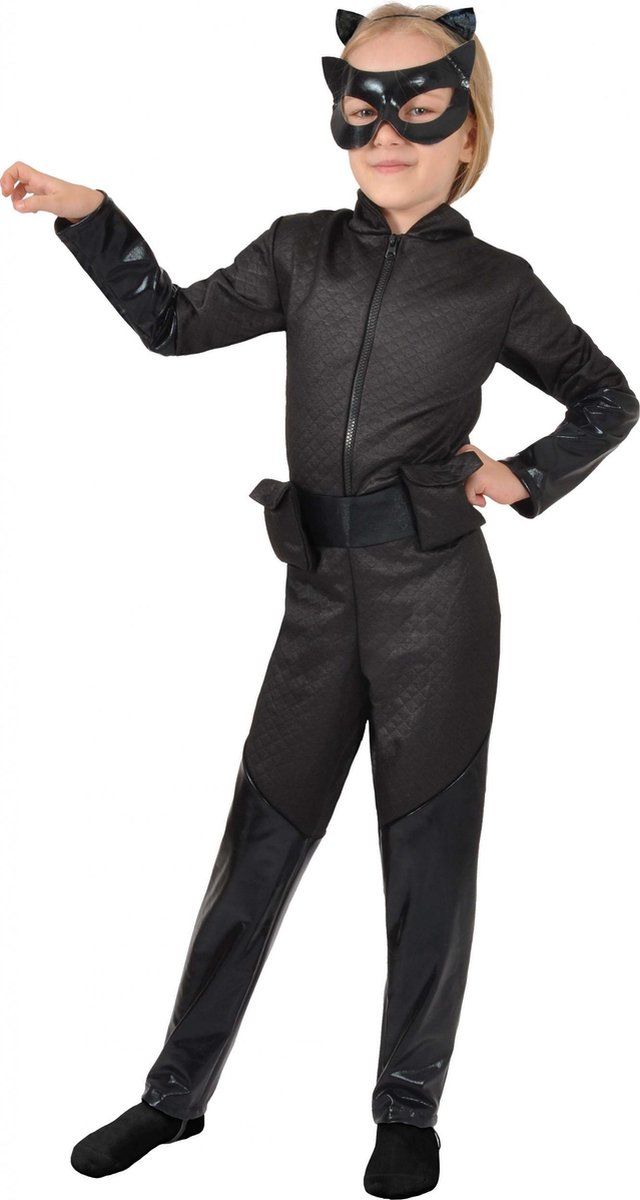 Dc Comics Catwoman Verkleedpak Meisjes Zwart 3-delig Maat 128-140