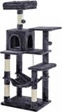 Hoppa! Kattenboom - Krabpaal - met hangmat rookgrijs 56 x 46 x 144 cm