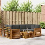 vidaXL - Acacia Hout Loungeset - 6 Zitplaatsen - Natuurlijk en Antraciet