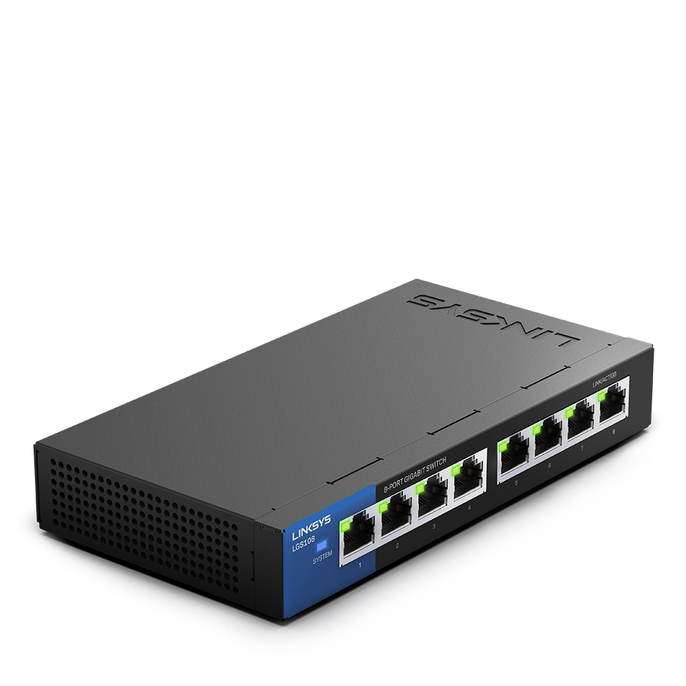 Linksys 8-poorts Desktop Gigabit-switch voor bedrijven (LGS108)