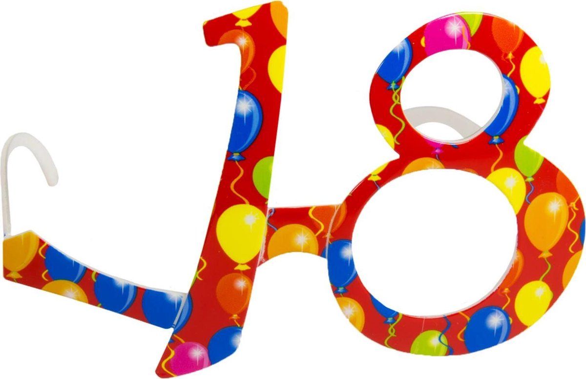 Bril 18 Jaar Rood Ballon - 8714572248334
