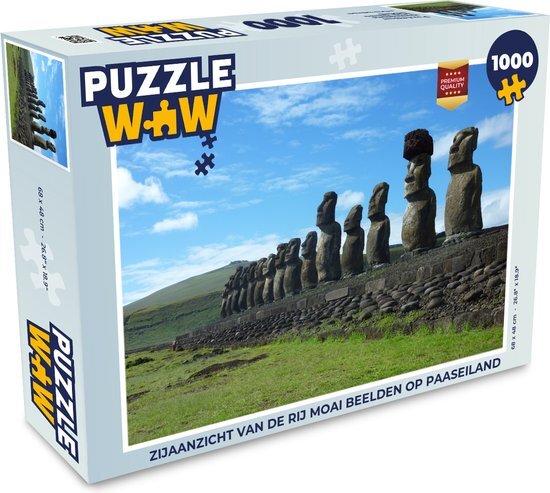 MuchoWow Puzzel Zijaanzicht van de rij Moai beelden op Paaseiland - Legpuzzel - Puzzel 1000 stukjes volwassenen