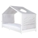 roba hoes voor Montessori huisbedden 90 x 200 cm - Passende accessoires voor ombouw tot hemelbed - Incl. 3 opbergtassen & dakraam - Lichtgrijs