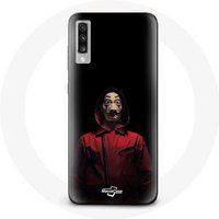 Maniacase Etui voor Samsung Galaxy A70 La casa de papel Masker Zwarte Achtergrond