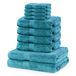 DECOKING 10-delige set katoen kwaliteit 525g/m² - turquoise