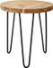 Home & Styling Bijzettafel - zwart/bruin - metaal en teak hout - D38 cm