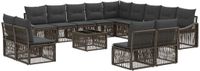 vidaXL Tuinbank - Set - 14 - st - Grijs - poly - rattan