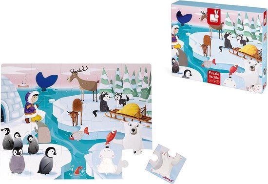 Janod Voelpuzzel - Het Leven Op De Ijsschots - Reuze 20-Delige Puzzel - Vanaf 2 Jaar