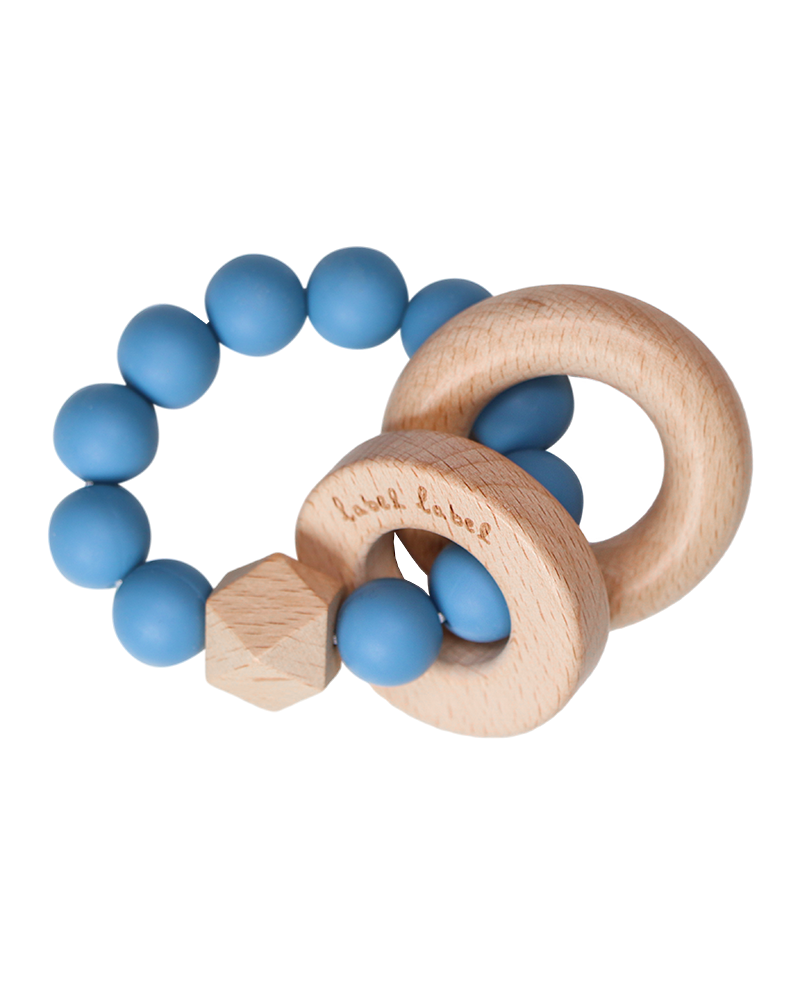 Label-Label LLST-15195 Bijtring - blauw - hout, silicone - 10 maanden - jongen
